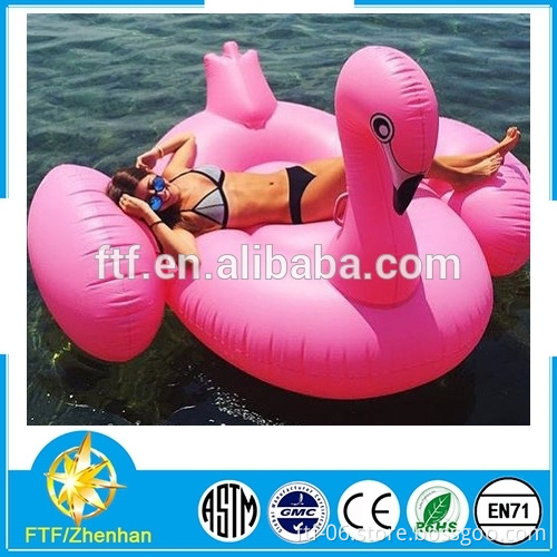 Custom giant pink inflatable water flamingos floating row water cartoon animal toy air mattress in pool for adult or child